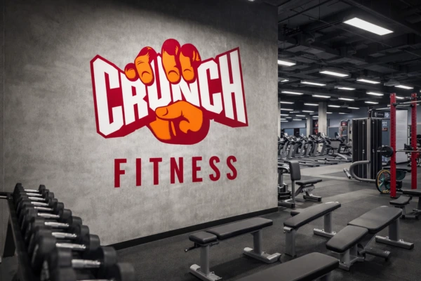 Crunch fitness logo design on Gym wall portfolio image