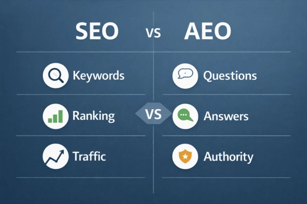 SEO vs AEO Tabular image
